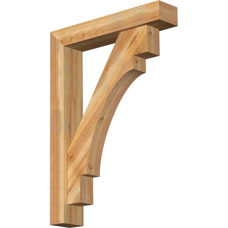 Ekena Millwork Merced Block Rough Sawn Bracket w/ Offset Brace, Western Red Cedar, 6"W x 30"D x 42"H BKT0604X30X42MRC05RWR